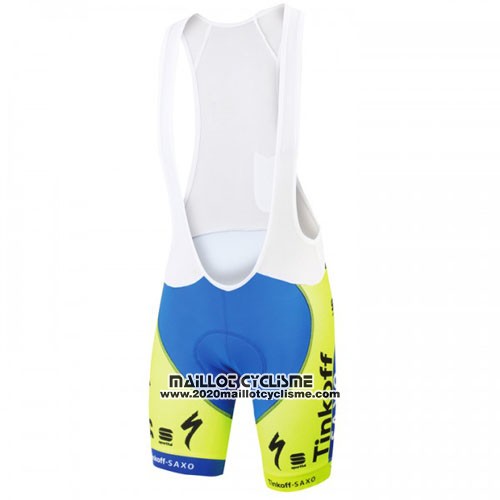 2016 Maillot Ciclismo Tinkoff Saxo Bank Jaune et Bleu Manches Courtes et Cuissard